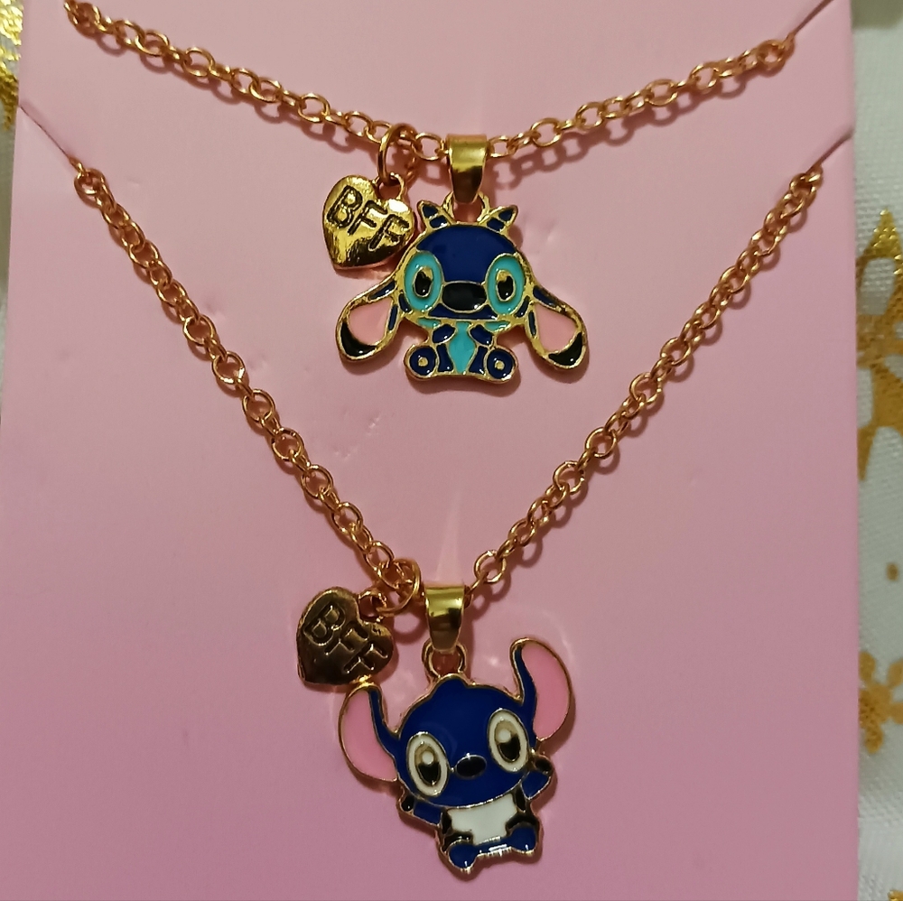 STICH BFF NECKLACE SET NEW GOLDTONE